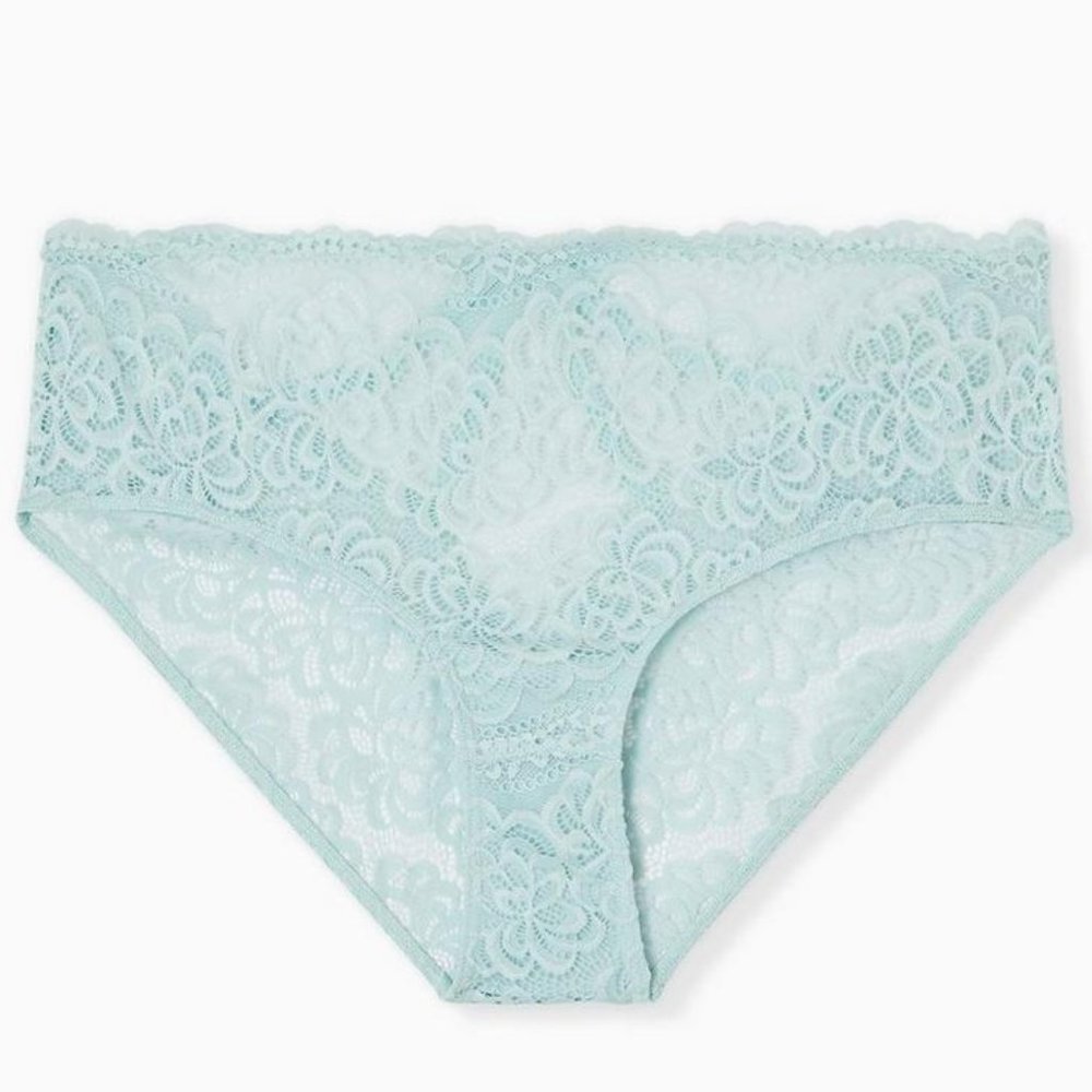 NWT TORRID Size 2 Simply Lace Hipster Panty With Bow Cage Back Light Green